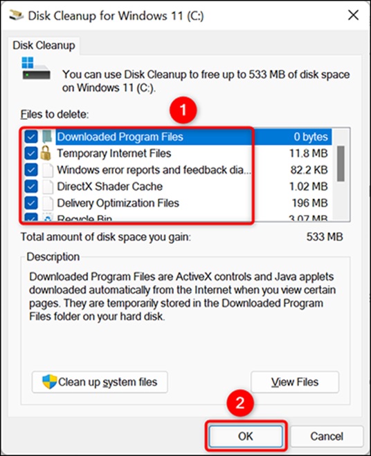 Disk Cleanup in Windows 11