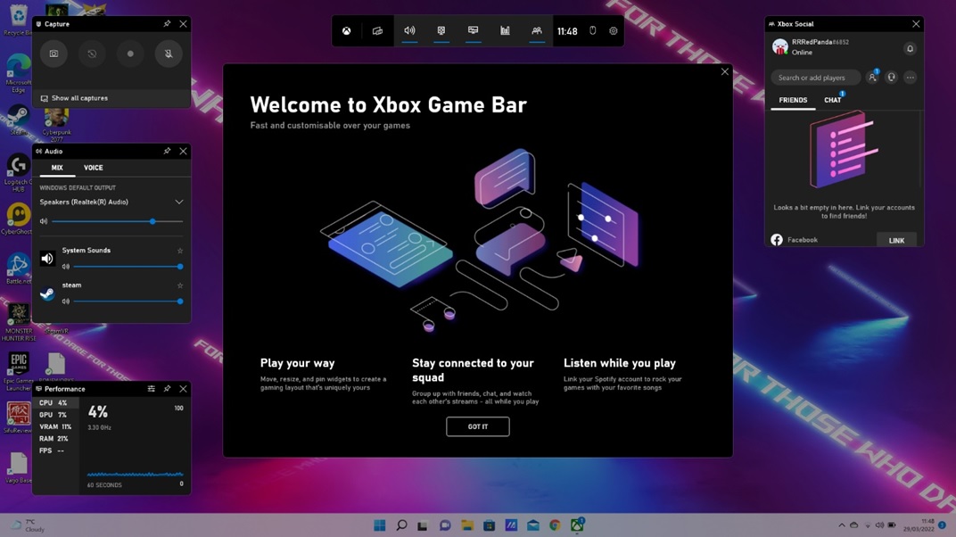 Xbox game bar