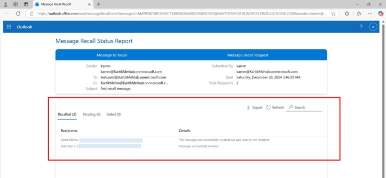 Verify recall message status