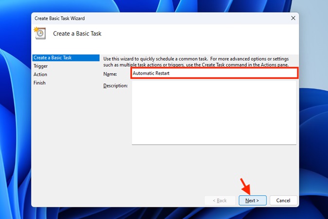 Windows 11 Restart - Task Scheduler 3