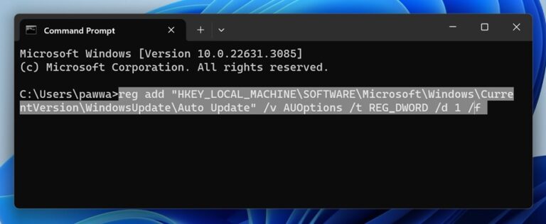 Stop Windows 11 Update with Command Prompt Step 2
