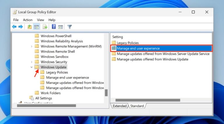 Stop Windows 11 Update with Group Policy Editor Step 3 and 4