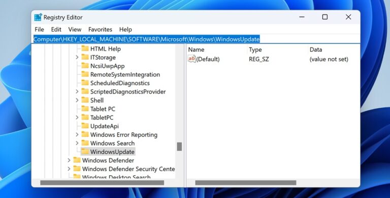 Stop Windows 11 Updates with Registry Editor Step 2