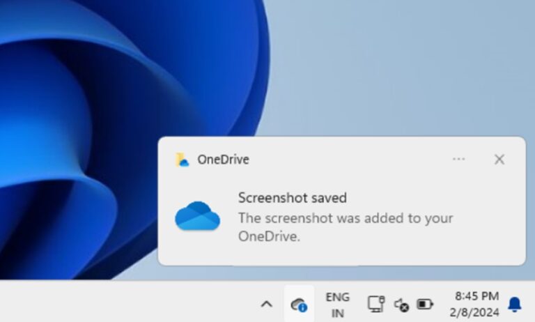 Take a screenshot in windows 11 Using the PrtScn key with OneDrive step 3