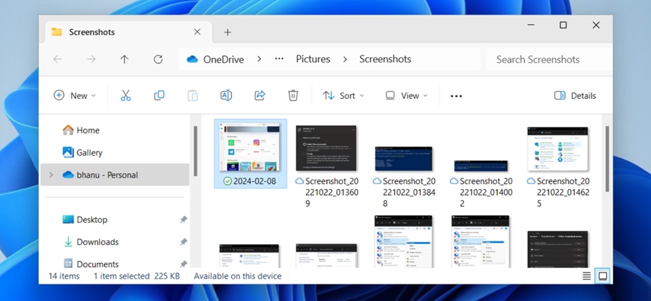 Take a screenshot in windows 11 Using the PrtScn key with OneDrive step 4