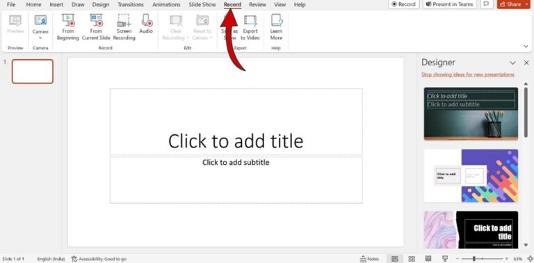 Windows 11 Screen record using PowerPoint step 2