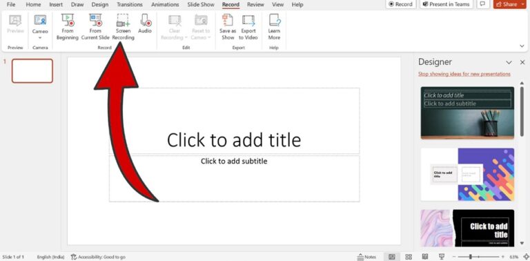 Windows 11 Screen record using PowerPoint step 3