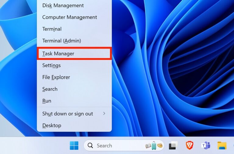 Open Task Manager in Windows 11 Using the Quick Links Menu