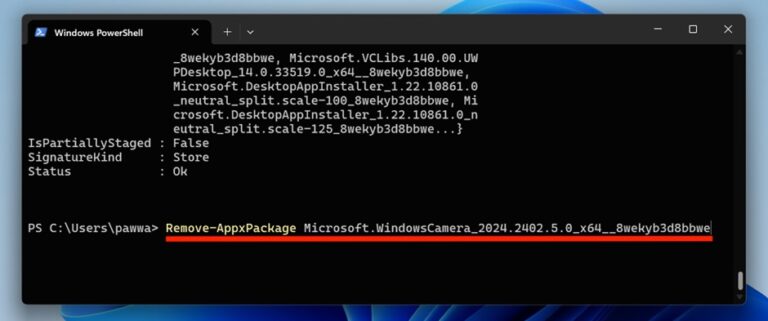 Remove Apps and Programs on Windows 11 with PowerShell step 4