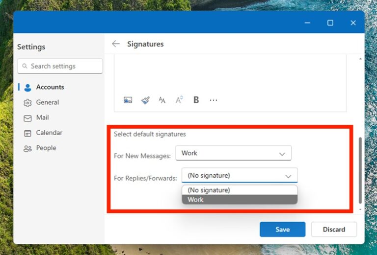 Add or Change Signature in Outlook on Windows Step 7
