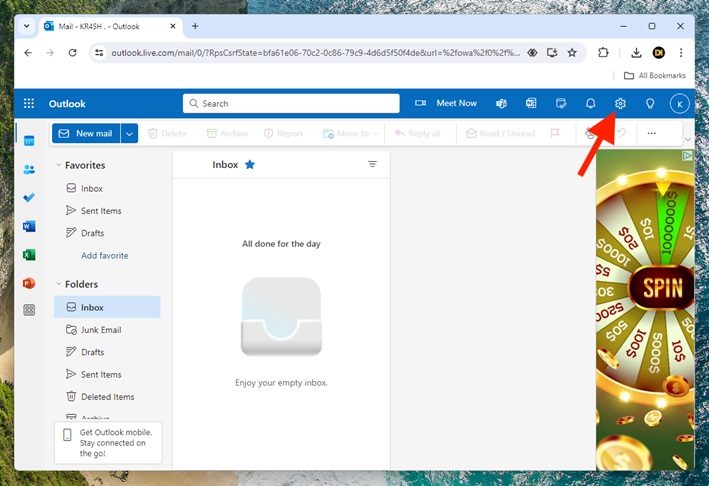 Add or Change Signature in Outlook on the Web Step 2