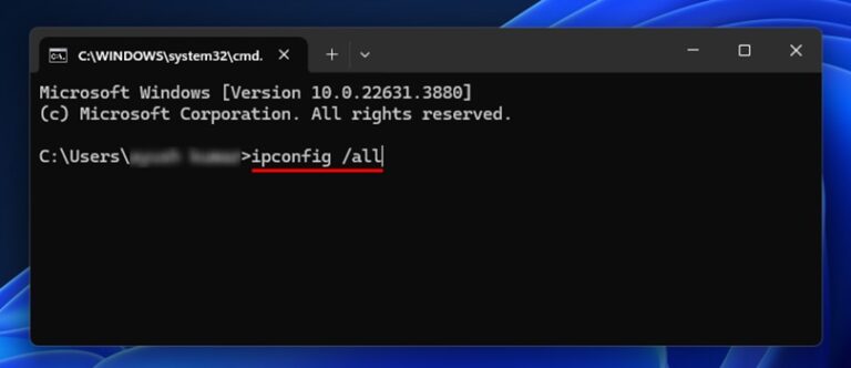 Find MAC Address in Windows 11 Using the Command Prompt Step 2