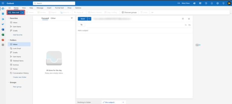 Add BCC in Outlook on the Web Step 2