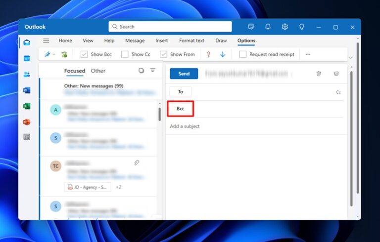 Add Bcc in Outlook on Windows Step 3