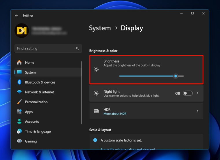 Change Brightness on Windows 11 Using Windows Settings Step 4