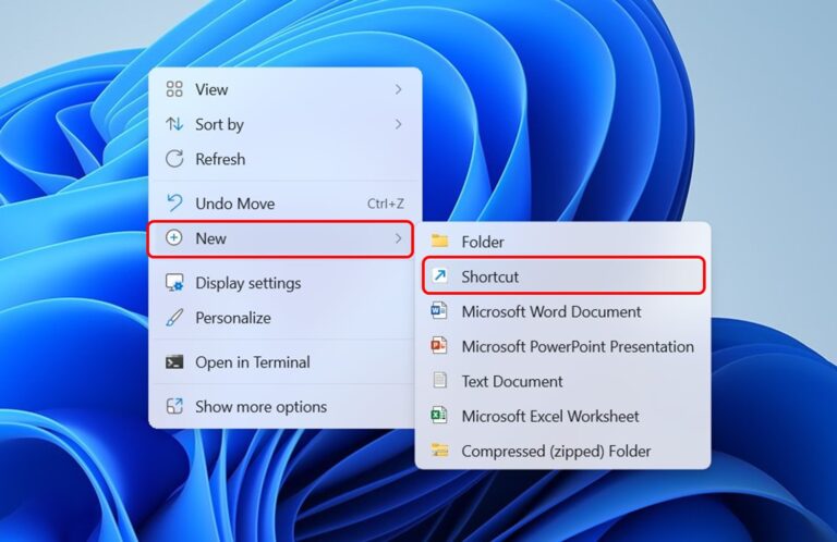 Create Shortcut Using Desktop Context Menu step 2