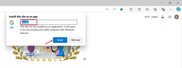 Create Website Shortcuts step 5