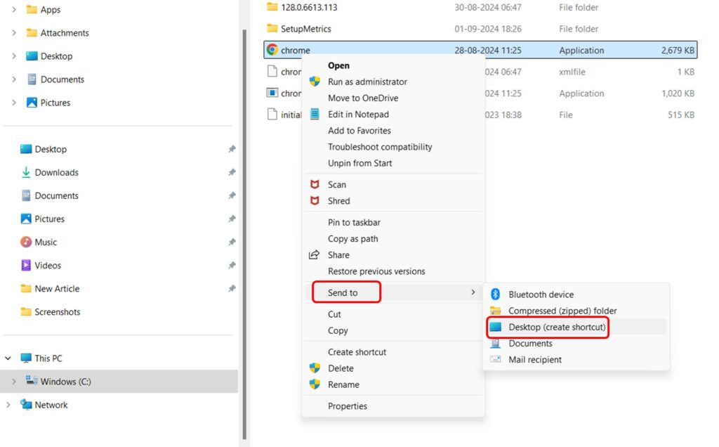 Create a Shortcut Using the File Location step 4