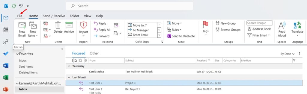 Creating Rules to Automatically Block Emails in Outlook step 1