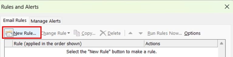 Creating Rules to Automatically Block Emails in Outlook step 4