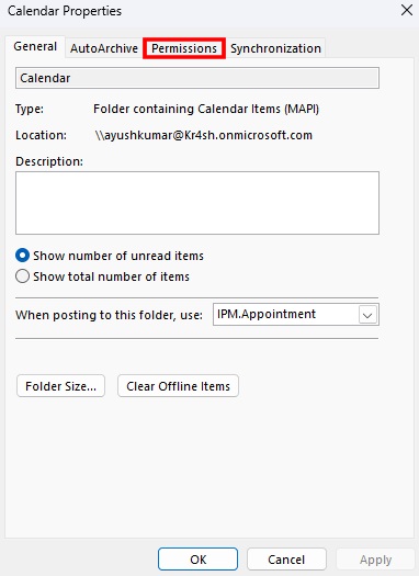 How to Change Calendar Sharing Permissions in Outlook on Windows step 3