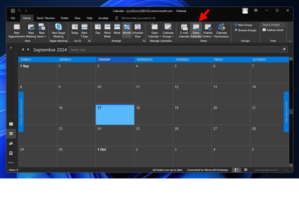 How to Share Calendar in Outlook for Windows step 2 alternative