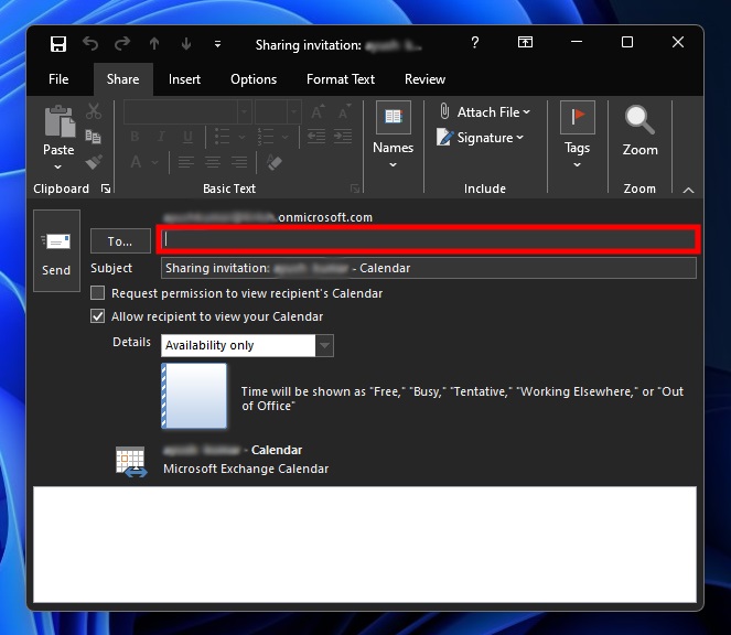 How to Share Calendar in Outlook for Windows step 3