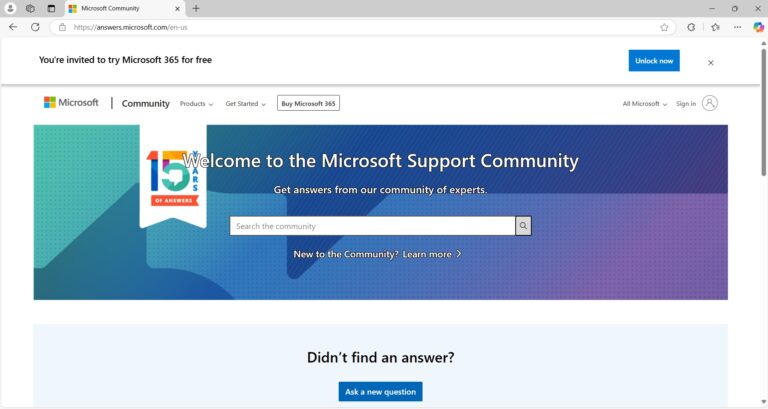 Using Microsoft Community Forums step 1