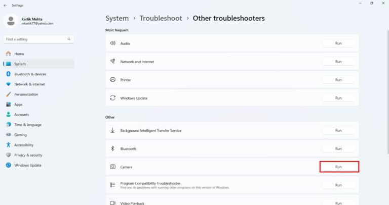 Using Windows Troubleshooters in Windows 11 step 5