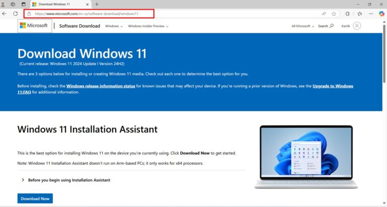 Downloading Windows 11 Media Creation Tool from Official Source step 1