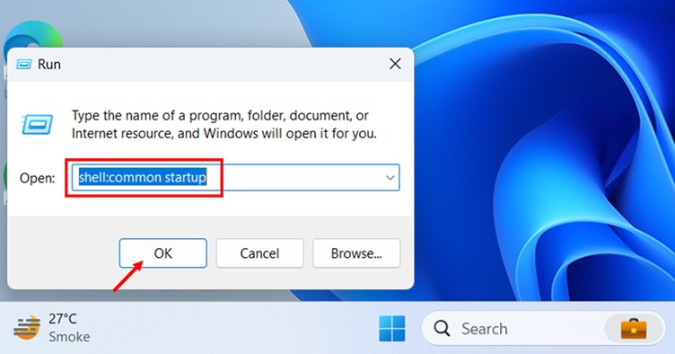 Accessing the Windows 11 Startup Folder (All-Users) Using Run Dialog step 2