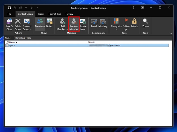 Add or Remove Contacts from an Outlook Email Group step 5