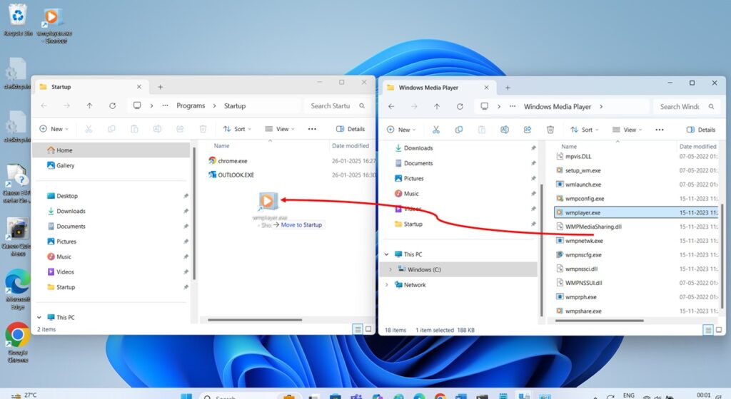 Adding Programs to Windows 11 Startup Folder Using Drag and Drop Method step 6