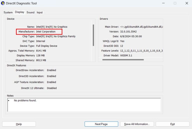 Analyzing Display Capabilities DirectX Diagnostic Tool 3