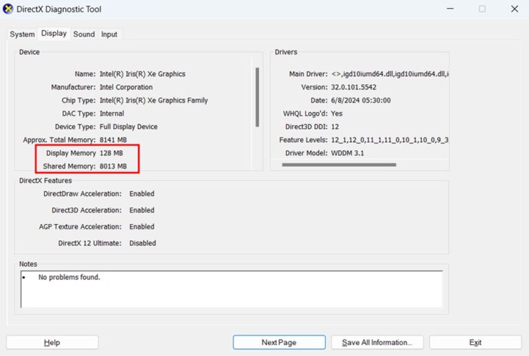 Analyzing Display Capabilities DirectX Diagnostic Tool 5