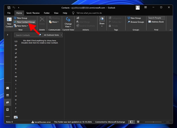 Create an Email Group in Outlook for Windows step 3