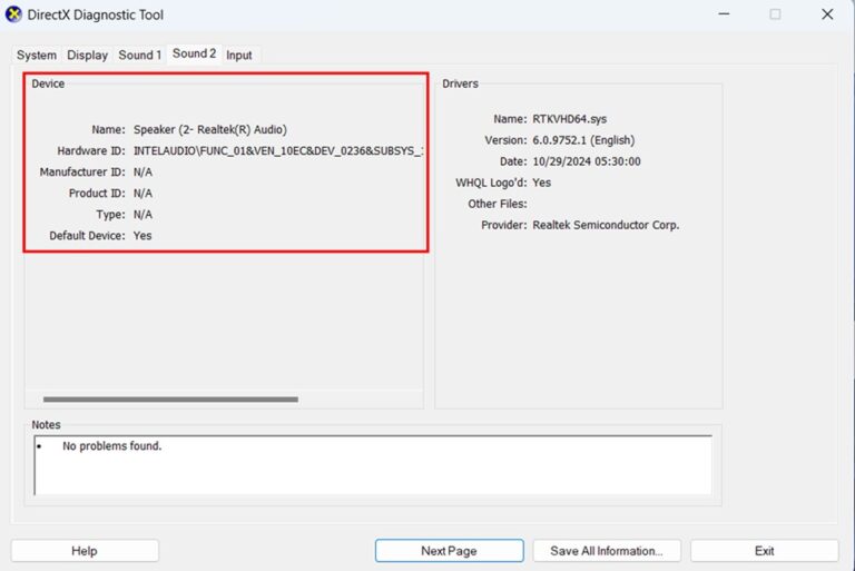 Examining Sound Capabilities in DirectX Diagnostic Tool 1