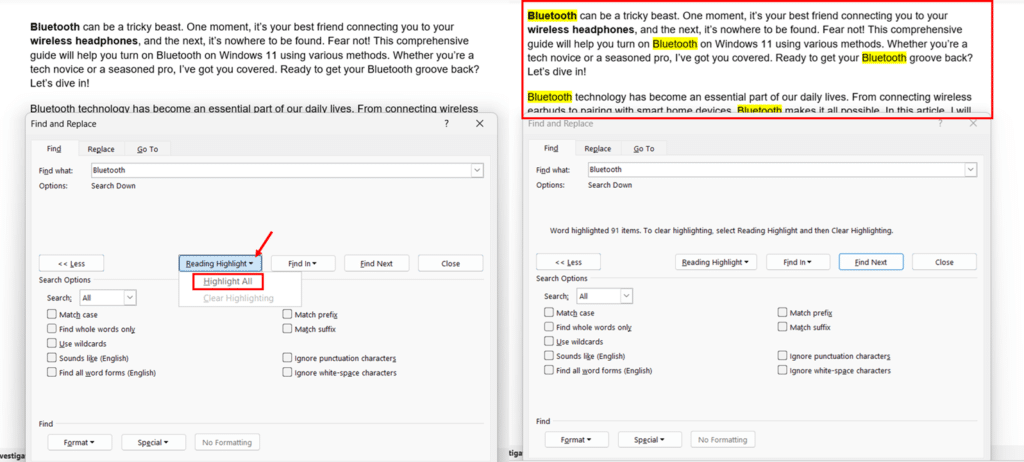 Exploring Search Options in Find and Replace step 4