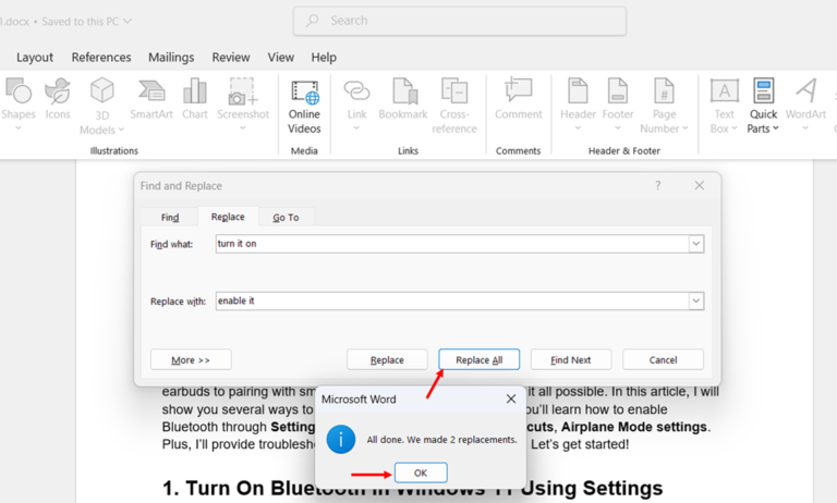 Performing Basic Text Replacement Using Find and Replace step 5