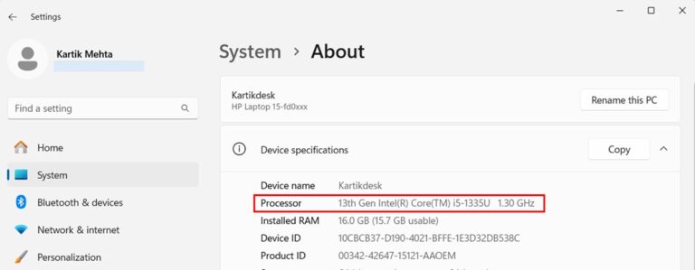 Understanding Device Specifications in Setting App step 2