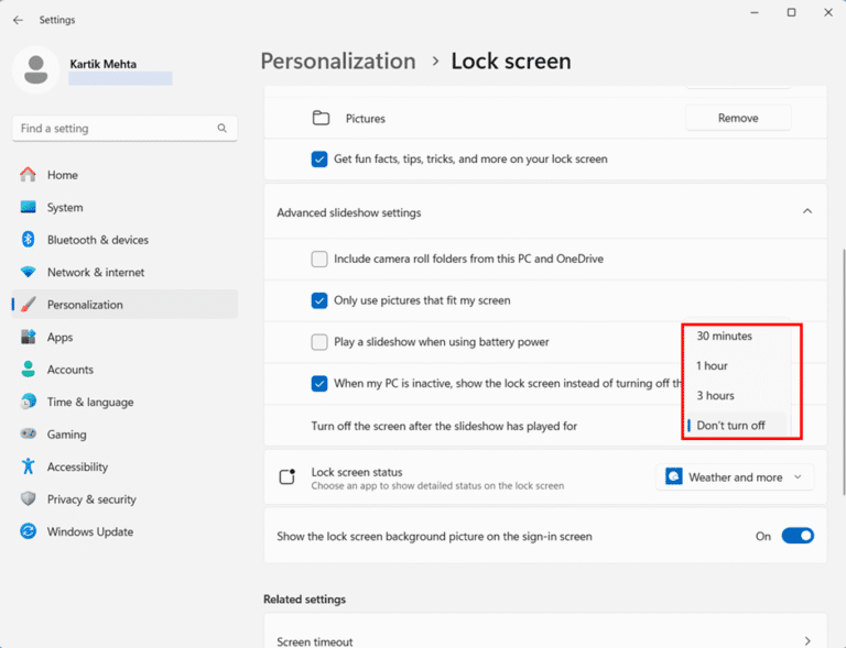 Configuring Advanced Slideshow Settings step 5