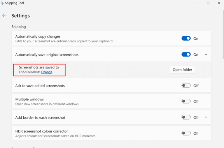 Modifying Snipping Tool Save Location step 10