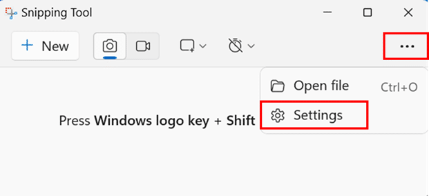 Modifying Snipping Tool Save Location step 2 and 3