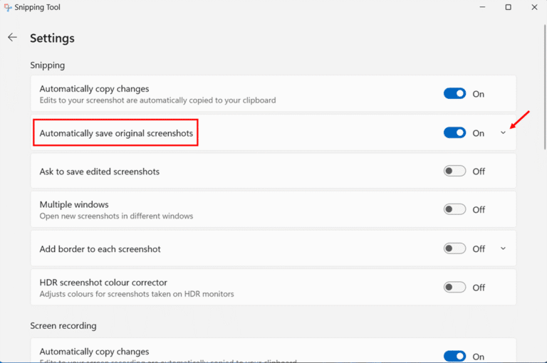 Modifying Snipping Tool Save Location step 4 and 5