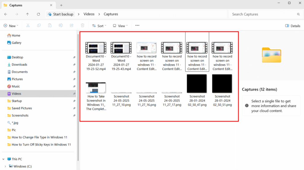 Xbox Game Bar Captures Folder step 4