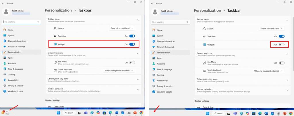 Adjusting Individual Taskbar Elements step 6