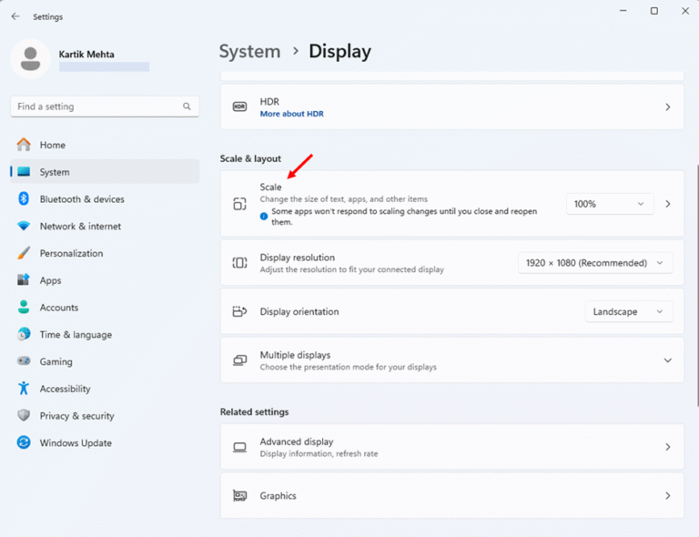 Using Custom Scaling for Precise Control on Resizing Taskbar step 2 and 3