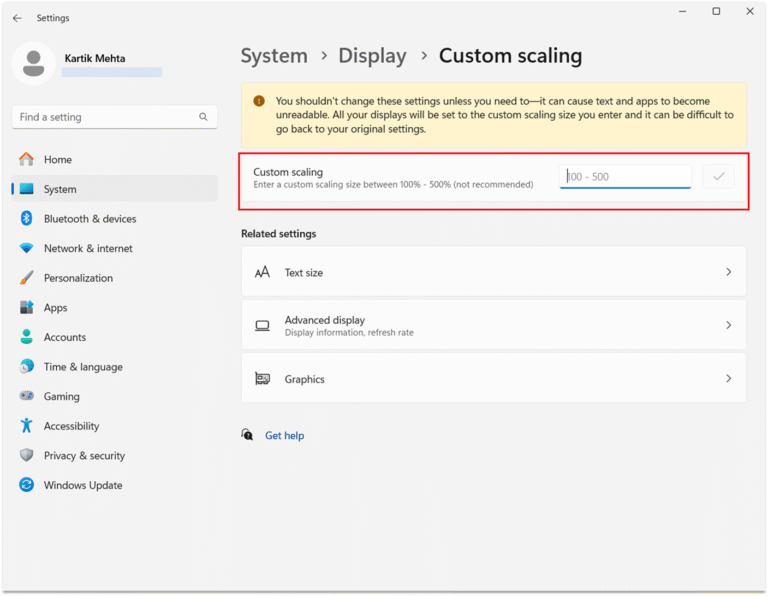 Using Custom Scaling for Precise Control on Resizing Taskbar step 4