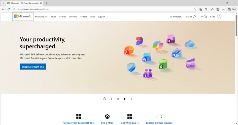 Go Full Screen in Microsoft Edge on Windows 11 Using the Browser Menu step 1