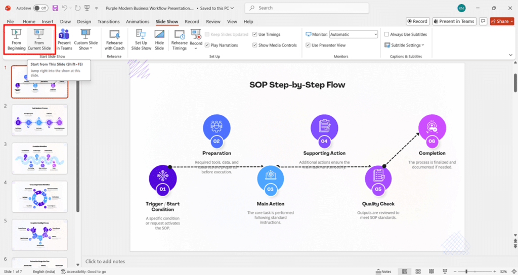 Microsoft PowerPoint Full Screen Slideshow Mode step 3